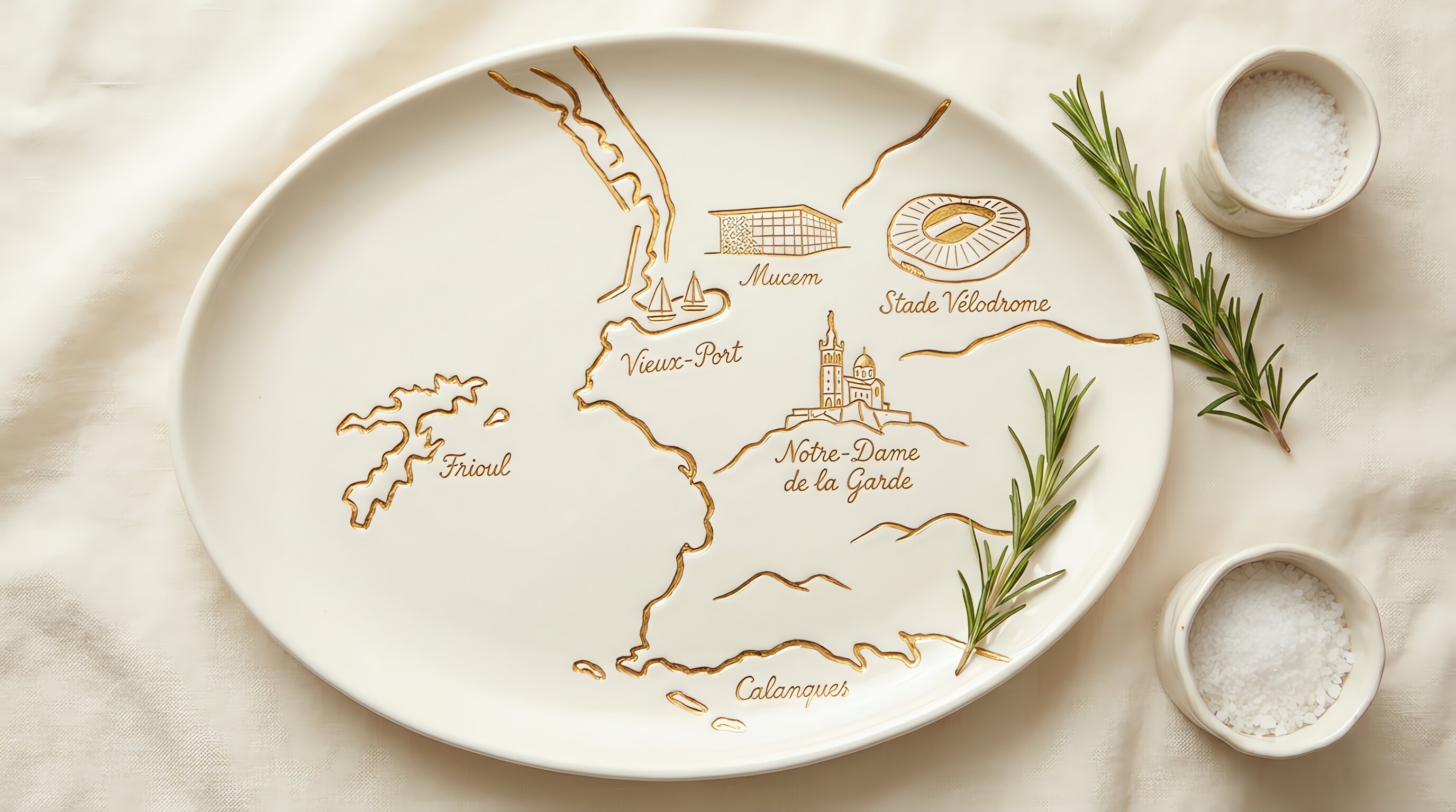 Carte de Marseille à la feuille d'or